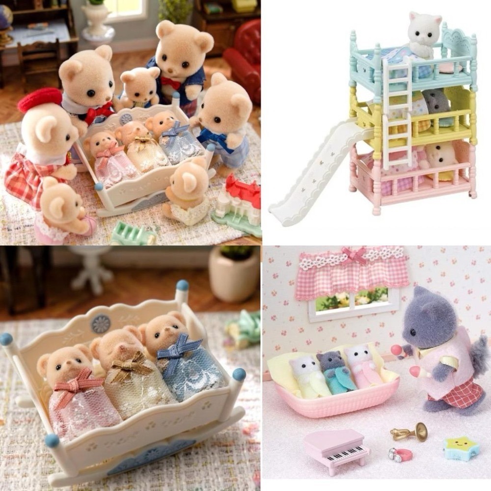 森林家族 拆售 遊戲嬰兒床 滑梯三層床 三胞胎推車 牛奶兔 三胞胎照顧組 浴室套裝 可可兔 照顧組 寶寶餐椅 餅乾熊寶寶-細節圖5