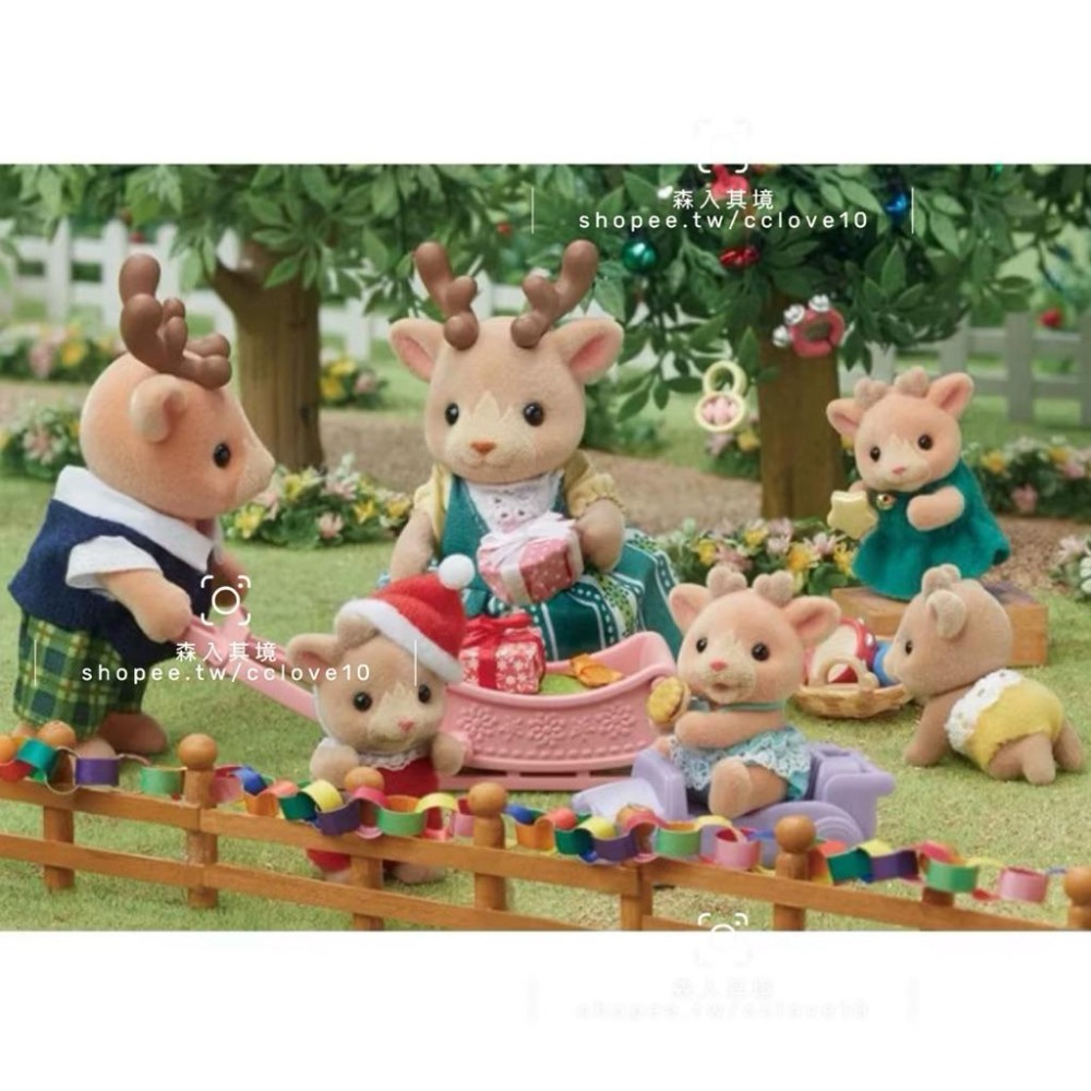 森林家族 聖誕節 套組  套盒 馴鹿家庭 日本限定 麋鹿 聖誕裝 獅子 聖誕老公公 耳廓狐寶寶 波斯貓 聖誕樹 聖誕帽-細節圖6