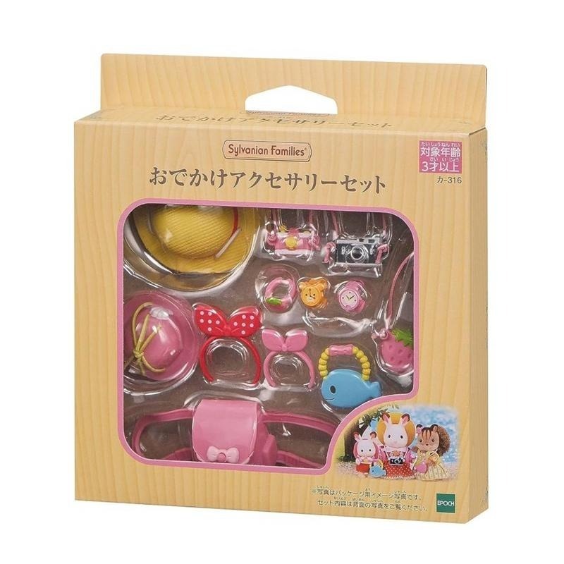 森林家族 Sylvanian Families 遠足飾品 配件 組 配件 小物 書包 帽子 照相機 粉紅 包包 手提包-細節圖2