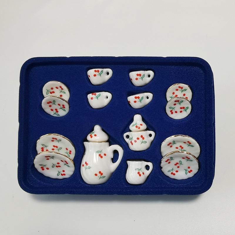 ‼️台灣現貨‼️微縮 陶瓷茶具組‼️聖誕節 茶具 陶瓷 茶壺 茶杯 食玩 杯具組 袖珍 迷你 餐具 餐盤 黏土人 可用-細節圖7