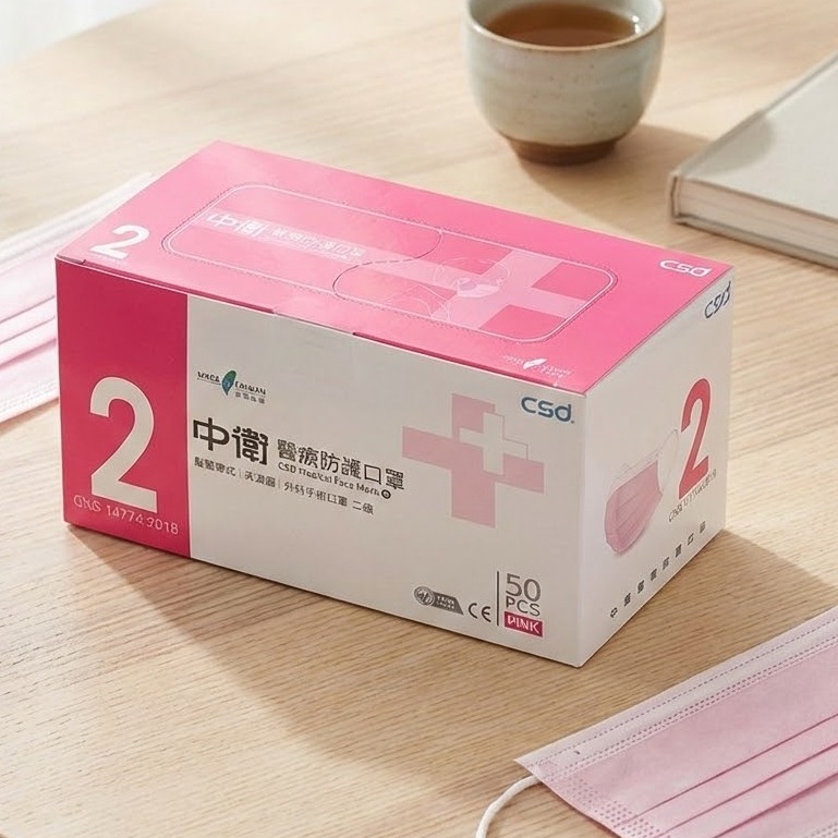 二級 粉色成人醫療口罩50入 二級