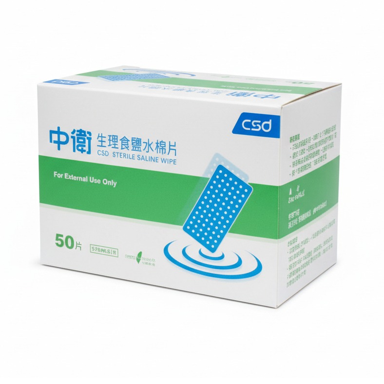 中衛生理食鹽水棉片(50片/盒)