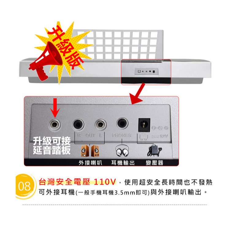 【台灣Jazzy】24H出貨 JZ-612 入門首選標準厚鍵 61鍵電子琴 攜帶方便 外接踏板功能-細節圖10