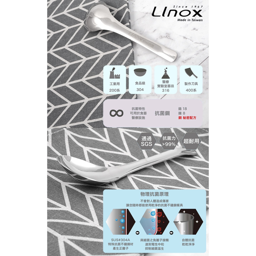LINOX抗菌304不鏽鋼小圓匙-17cm-3入組-細節圖2