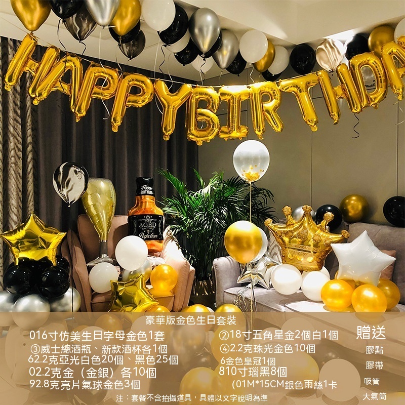 <台北速寄> 豪華生日氣球組 生日氣球 布置 氣球 造型氣球 慶生 慶祝 派對 主題 鋁箔氣球 情人 裝飾 會場布置-細節圖4