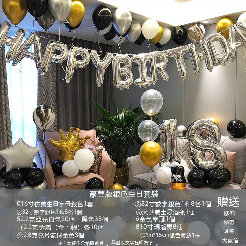 <台北速寄> 豪華生日氣球組 生日氣球 布置 氣球 造型氣球 慶生 慶祝 派對 主題 鋁箔氣球 情人 裝飾 會場布置-細節圖5