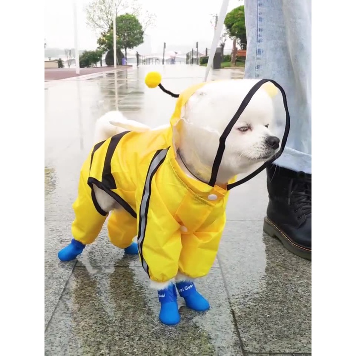 【台北後站現貨】小蜜蜂造型雨衣 安全反光條雨衣 柴犬雨衣 狗雨衣 寵物雨衣 狗雨衣 寵物雨衣 狗雨衣 M-3XL尺碼-細節圖2