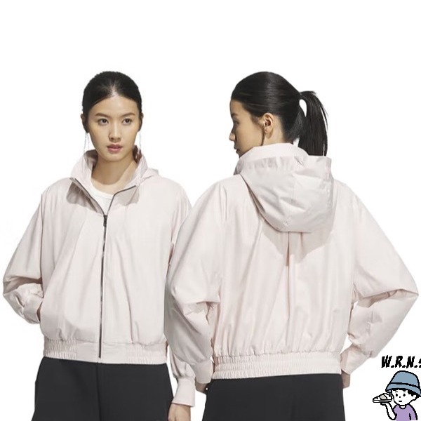 Adidas 女裝 連帽外套 防風 淡紫粉/水晶蓝【W.R.N.S】IM8842/IM8843-細節圖2