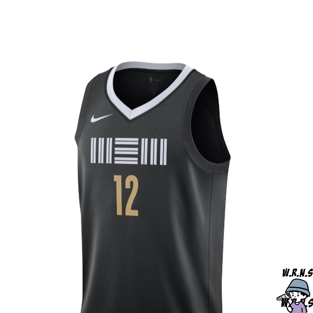 Nike 男裝 NBA 球衣 Ja Morant 曼斐斯 灰熊隊 黑白金】DX8507-011-細節圖2