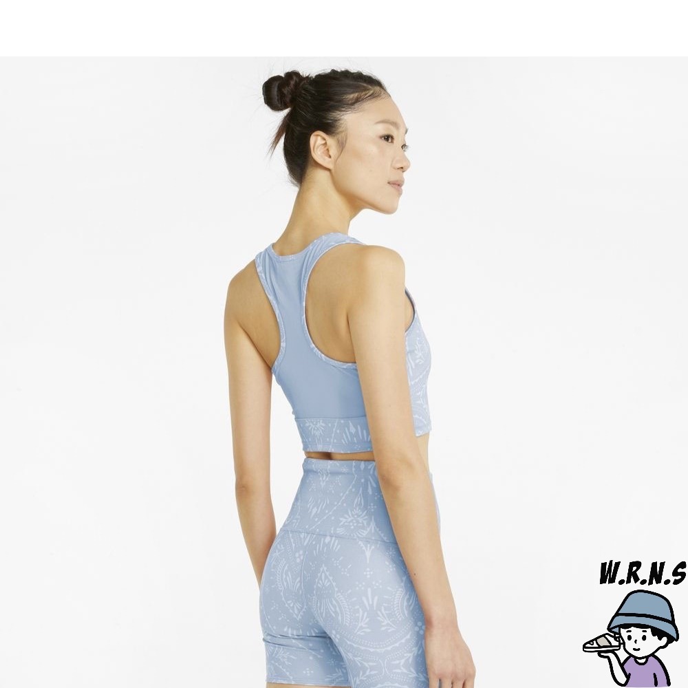 PUMA Studio 女裝 背心 訓練 短版 透氣 排汗 滿版圖騰 網布拼接 歐規 藍白【W.R.N.S】521561-細節圖4