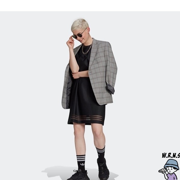 Adidas BELLISTA 女裝 短袖 洋裝 休閒 連身裙 透視感 黑【W.R.N.S】GN3249-細節圖5