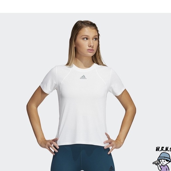 Adidas HEAT.RDY 女裝 短袖 T恤 訓練 乾爽 加長後襬 胸前小Logo 白【W.R.N.S】H20748-細節圖2