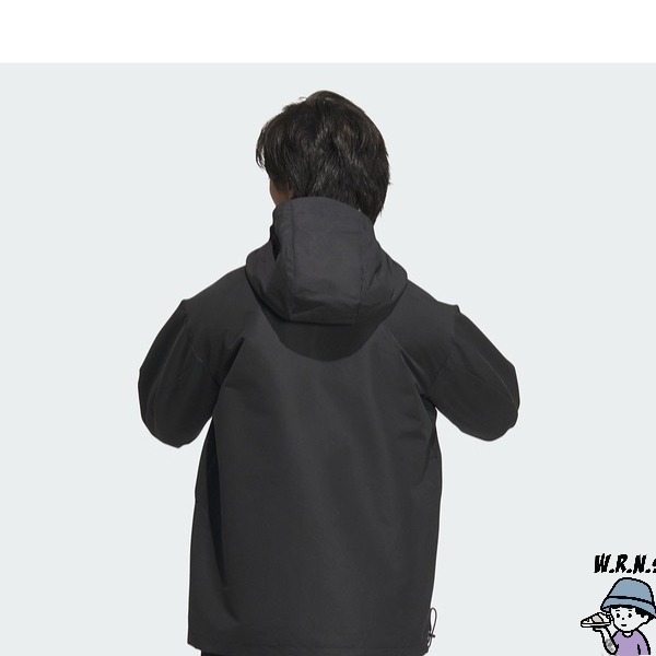 Adidas 男裝 連帽外套 防風 防潑水 黑【W.R.N.S】IT3951-細節圖4