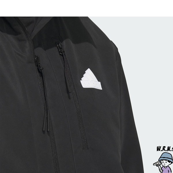 Adidas 男裝 連帽外套 防風 防潑水 黑【W.R.N.S】IT3951-細節圖5