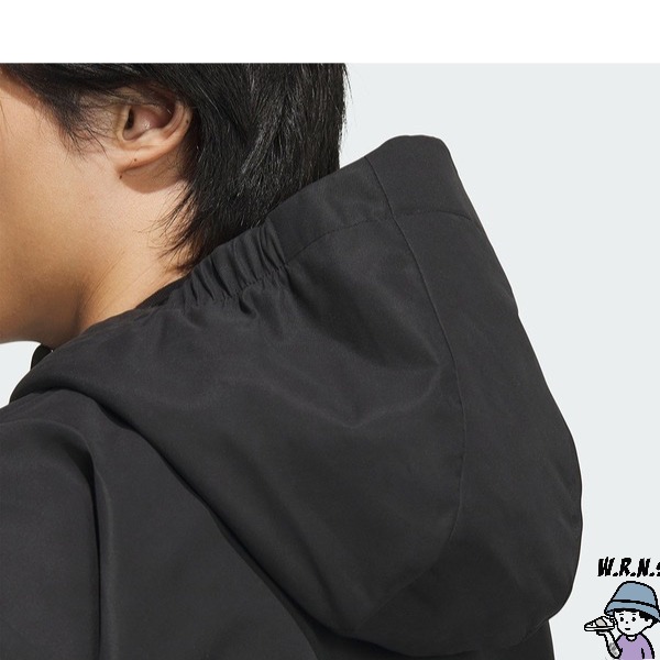 Adidas 男裝 連帽外套 防風 防潑水 黑【W.R.N.S】IT3951-細節圖6
