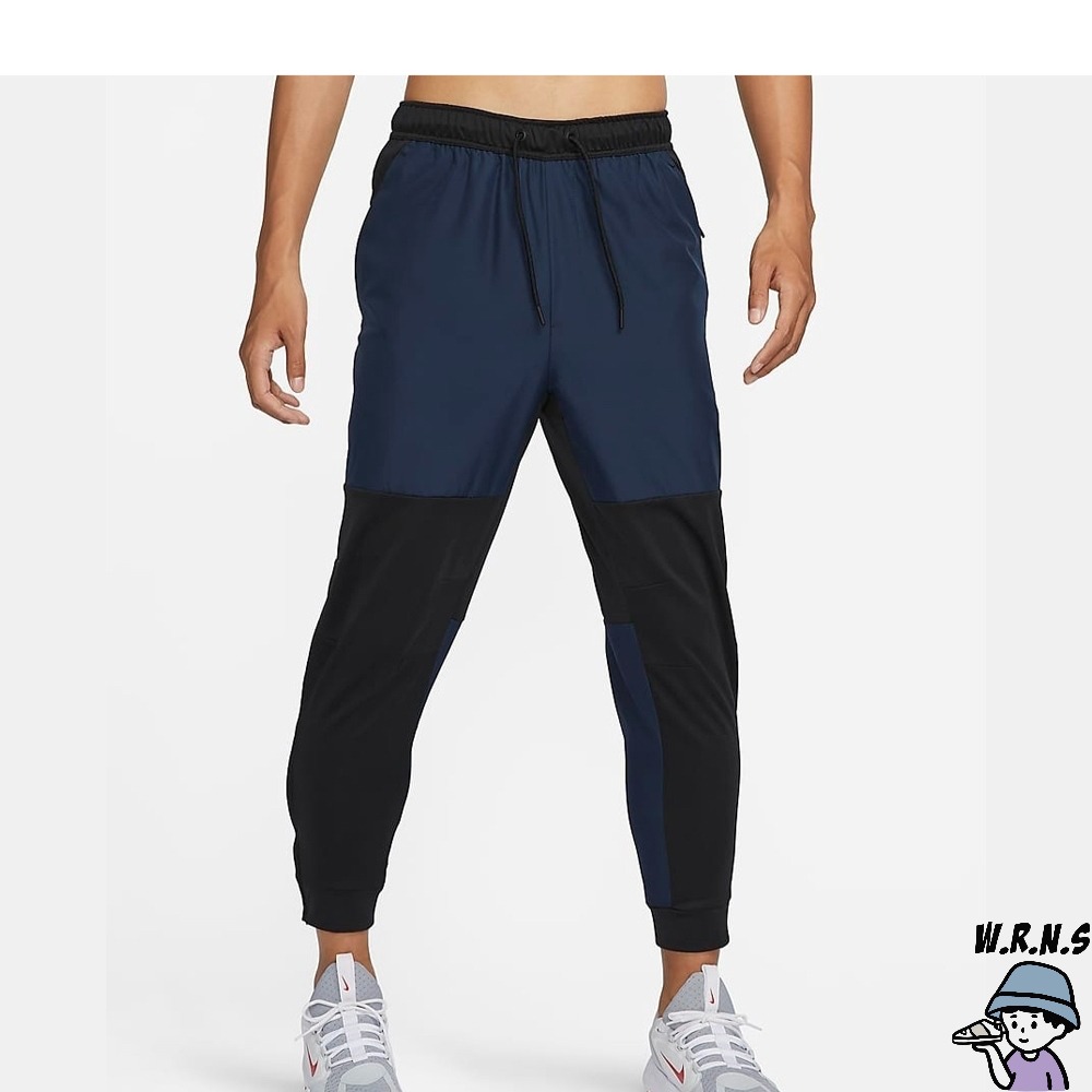 Nike 男裝 長褲 防潑水 拼接 锥形褲 拉鍊口袋 黑藍 FB8602-010-細節圖2