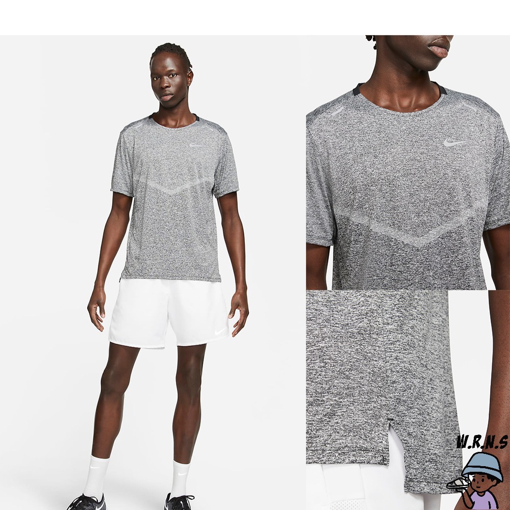 Nike 男裝 短袖上衣 Dri-FIT 排汗 灰/寶藍CZ9185-011/CZ9185-481-細節圖5