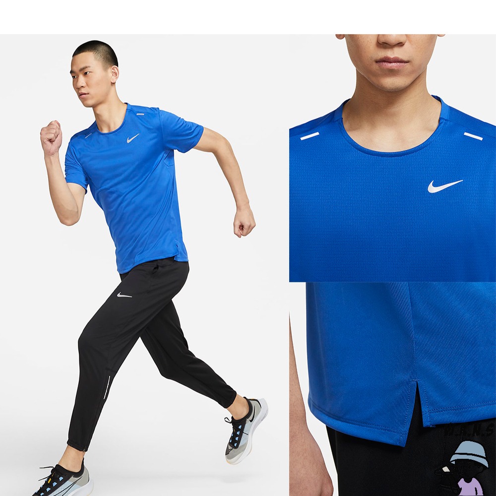 Nike 男裝 短袖上衣 Dri-FIT 排汗 灰/寶藍CZ9185-011/CZ9185-481-細節圖6
