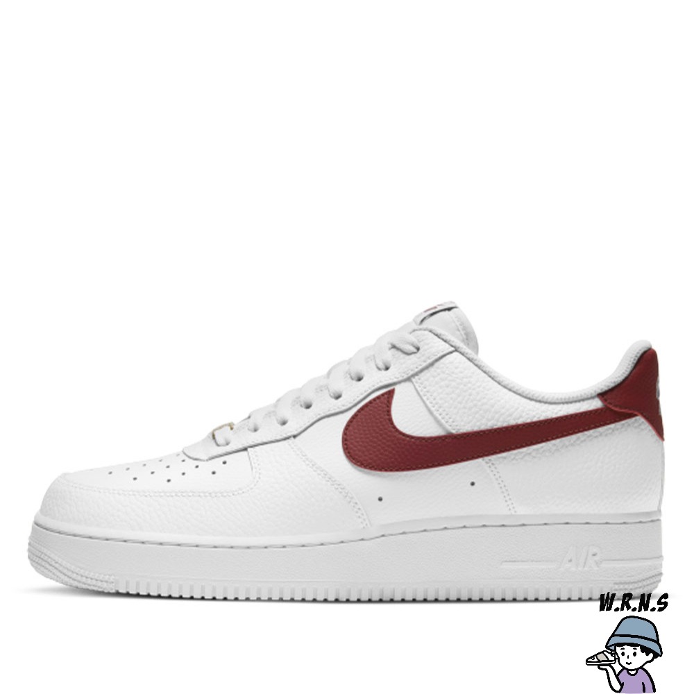 Nike 男鞋 休閒鞋 AF1 荔枝皮鐵牌 AIR FORCE 1 07 白紅CZ0326-100-細節圖2