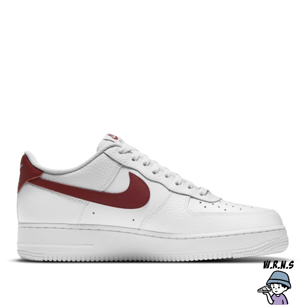 Nike 男鞋 休閒鞋 AF1 荔枝皮鐵牌 AIR FORCE 1 07 白紅CZ0326-100-細節圖3