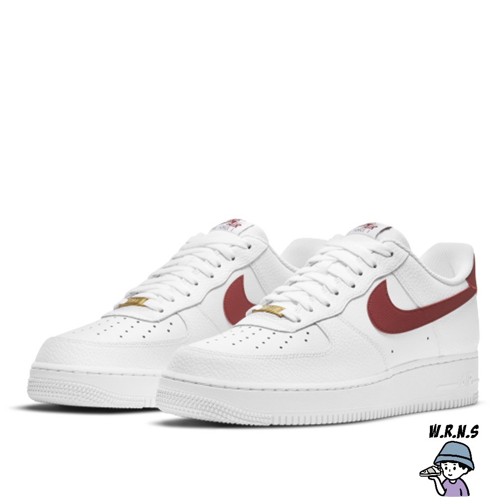 Nike 男鞋 休閒鞋 AF1 荔枝皮鐵牌 AIR FORCE 1 07 白紅CZ0326-100-細節圖4