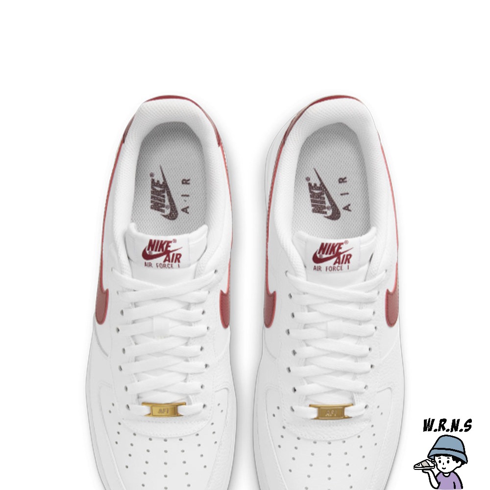 Nike 男鞋 休閒鞋 AF1 荔枝皮鐵牌 AIR FORCE 1 07 白紅CZ0326-100-細節圖6