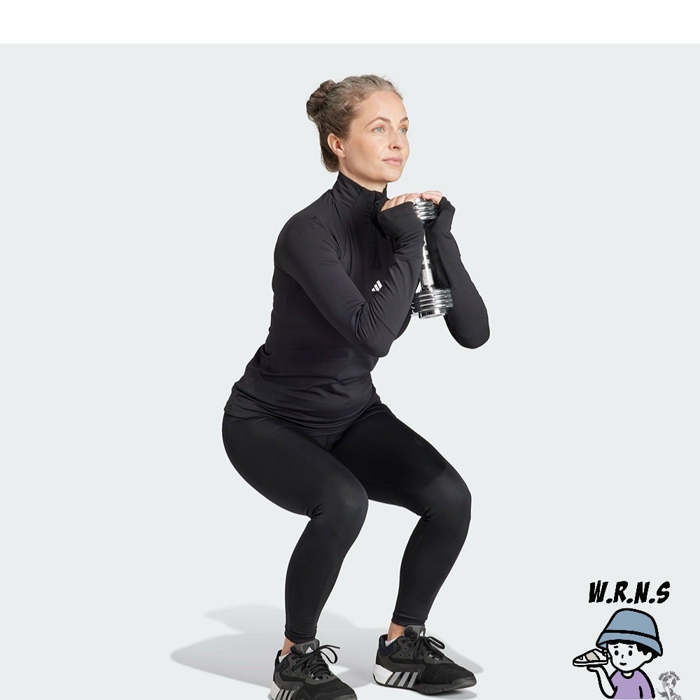 Adidas 女裝 緊身衣 長袖上衣 保暖 拇指孔 黑 HY3215-細節圖5