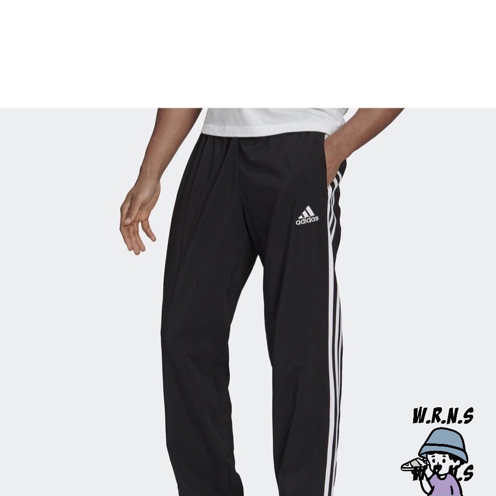 Adidas 男裝 長褲 拉鍊口袋 三條線 排汗 黑GK8989-細節圖3