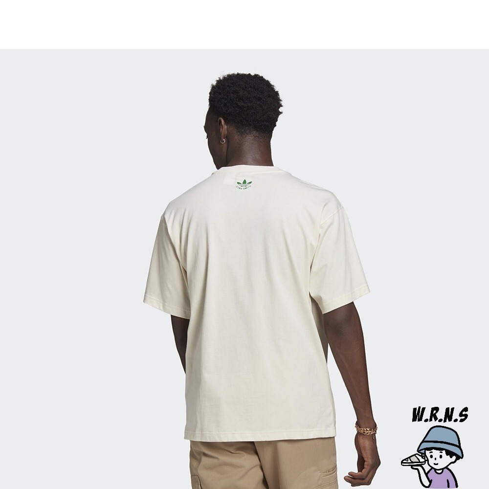 Adidas 男裝 短袖 Stan Smith 三葉草 鞋子塗鴉 純棉 米GQ8872-細節圖4