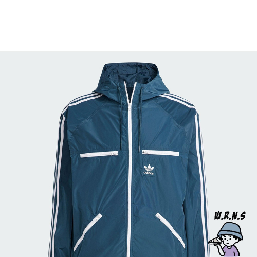 Adidas 男裝 連帽外套 風衣外套 拉鍊口袋 藍IL8263