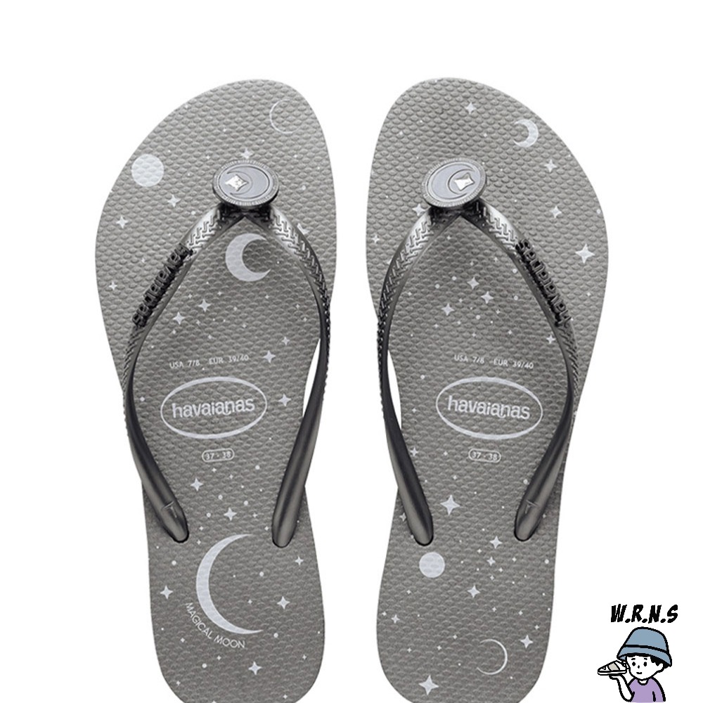 Havaianas 哈瓦仕 女鞋 拖鞋 夾腳拖 人字拖 水鑽 月亮 星星 灰4147064-0090W-細節圖2