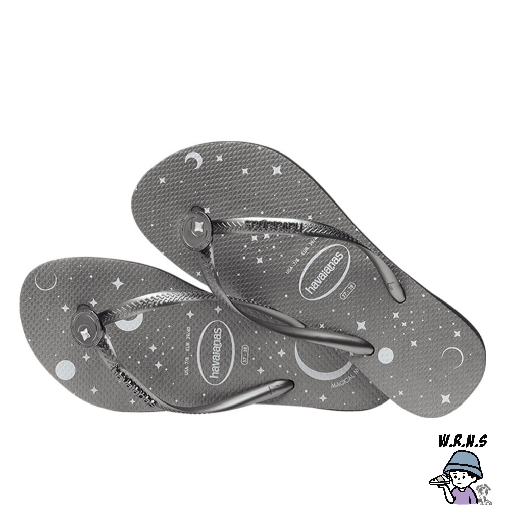 Havaianas 哈瓦仕 女鞋 拖鞋 夾腳拖 人字拖 水鑽 月亮 星星 灰4147064-0090W-細節圖5