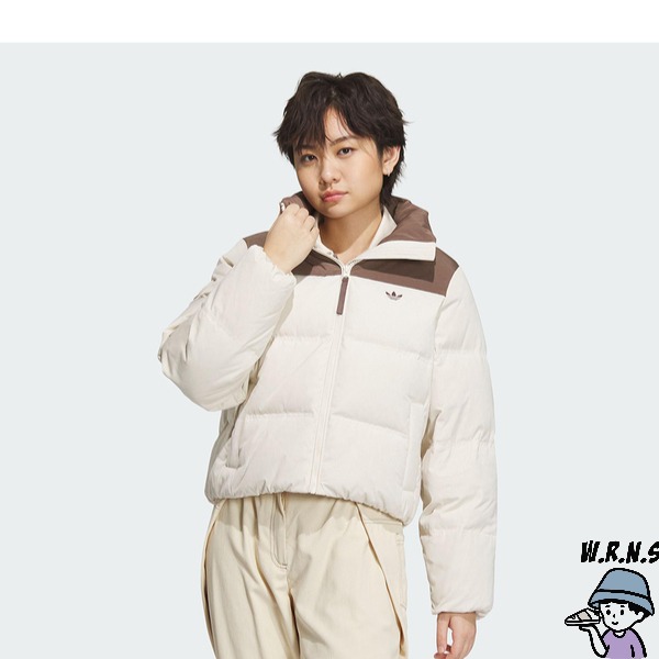 Adidas 女裝 羽絨外套 防風 保暖 白咖【W.R.N.S】IU4813-細節圖3