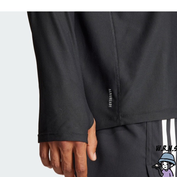 Adidas 男裝 長袖上衣 排汗 反光細節 黑【W.R.N.S】IN1486-細節圖7
