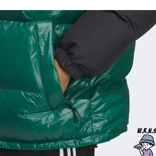 Adidas 男裝 羽絨外套 連帽 防風 保暖 黑綠【W.R.N.S】IU4777-細節圖6