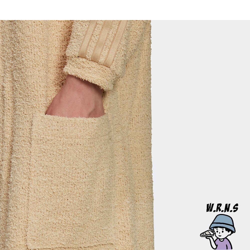 Adidas KIMONO 女裝 外套 浴袍 長版 寬鬆 毛絨 米 奶茶H18831-細節圖8