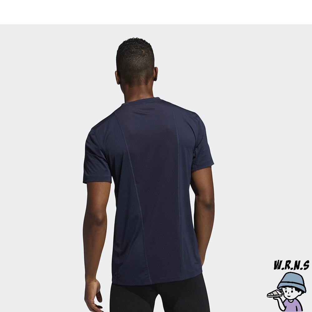 Adidas 男裝 短袖 慢跑 訓練 排汗 透氣 背面拼接網布 藍 GL9881-細節圖4