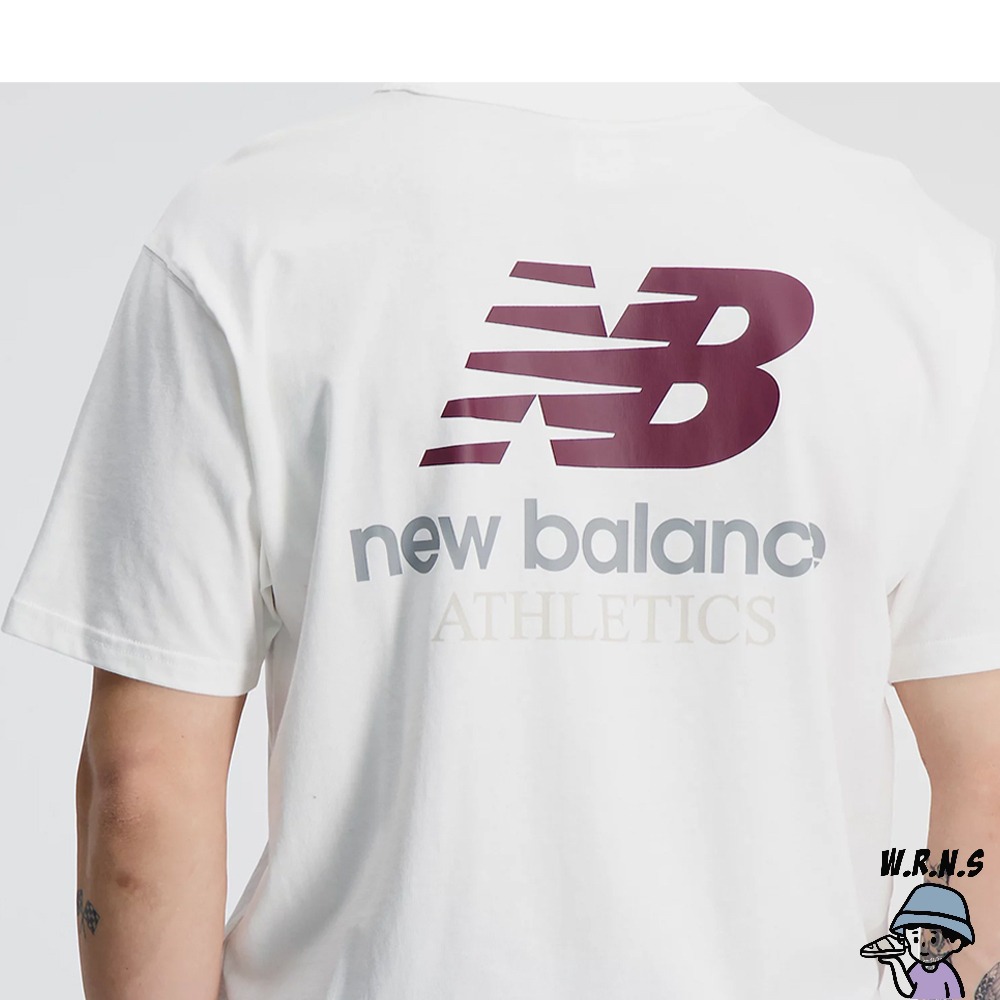New Balance 男裝 短袖上衣 純棉 刺繡 白 AMT31504SST-細節圖4
