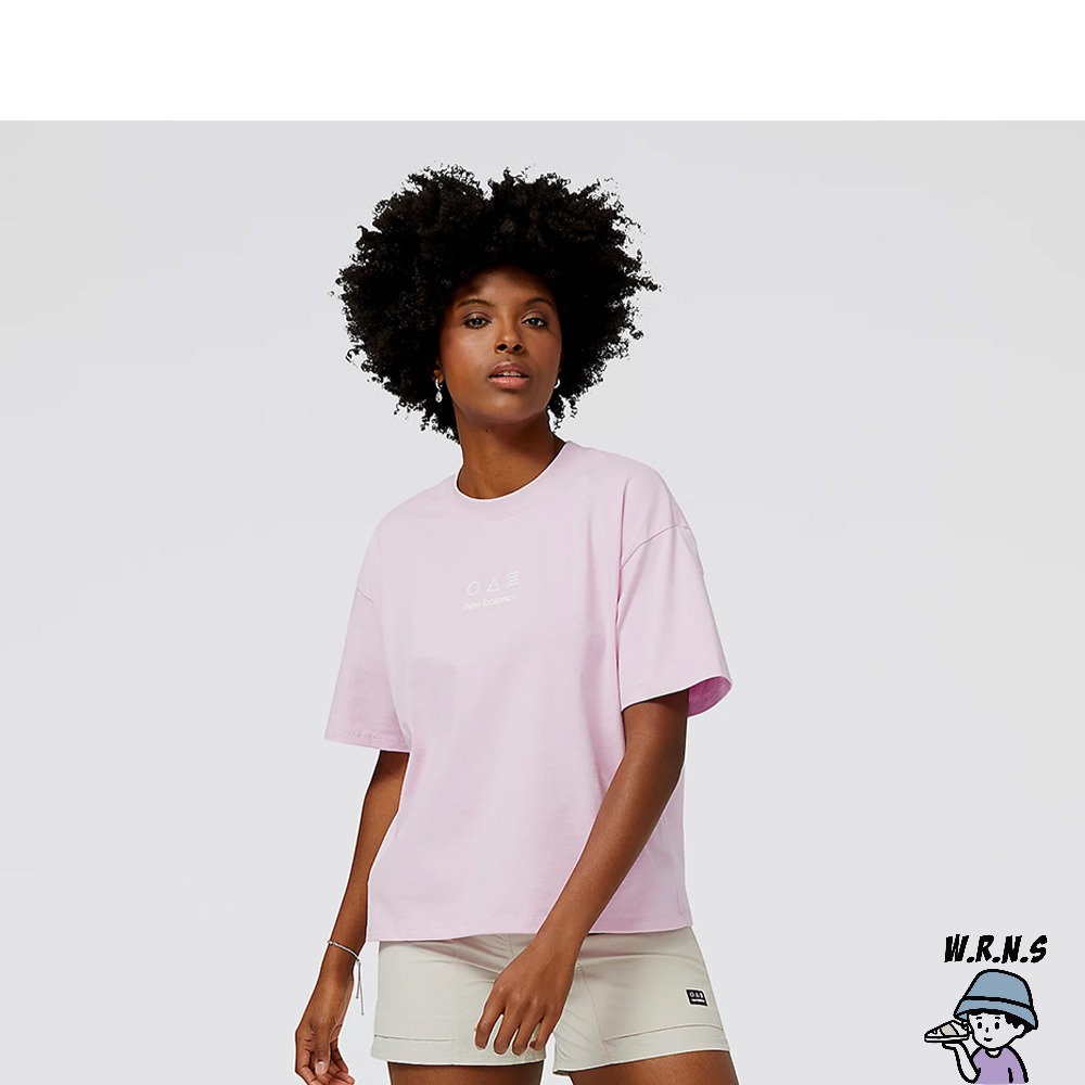 New Balance 女裝 短袖上衣 純棉 美版 粉紫 WT31505LLC-細節圖2