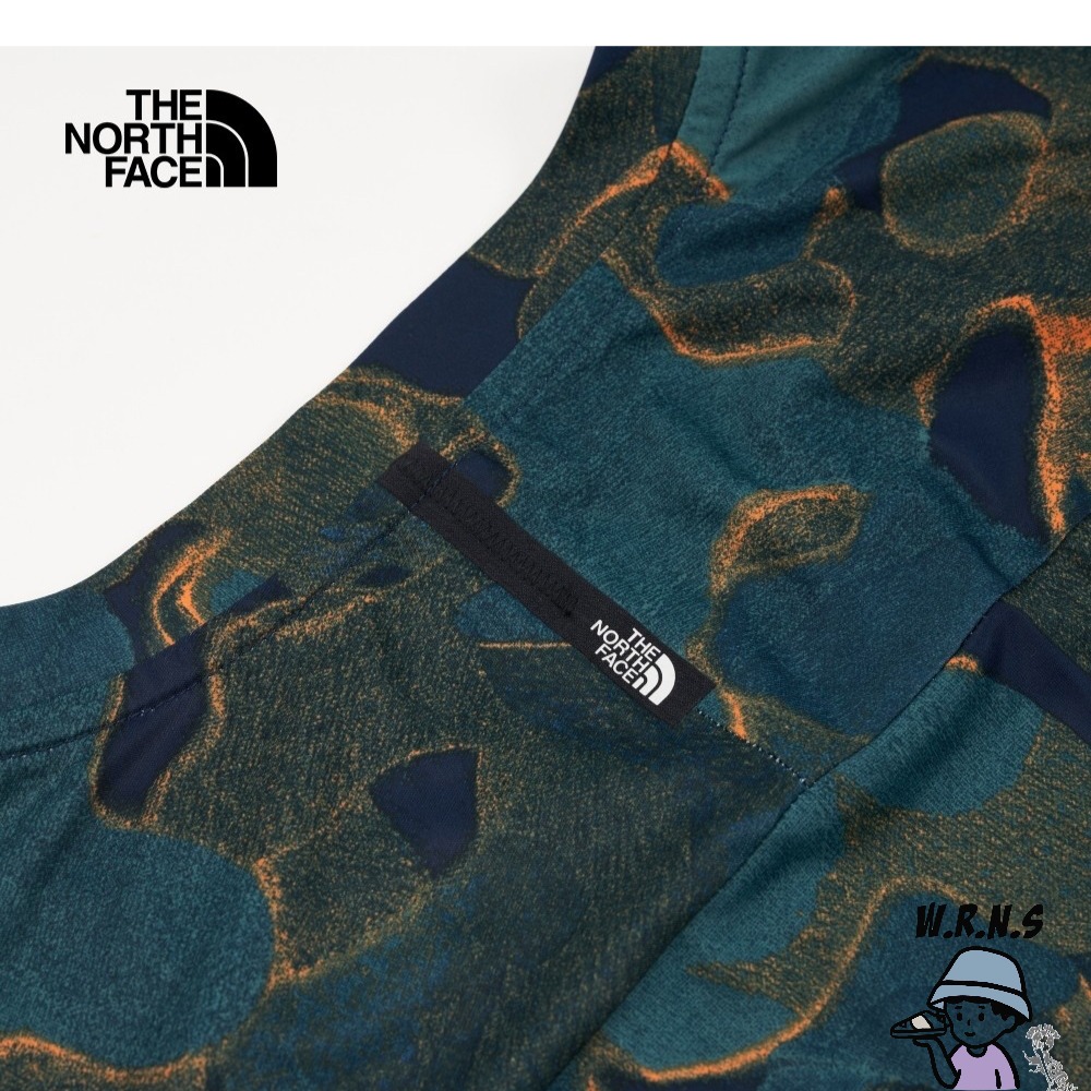 The North Face 北臉 男裝 短袖上衣 排汗 防曬 滿版印花 藍綠NF0A7QOSOQ4-細節圖5