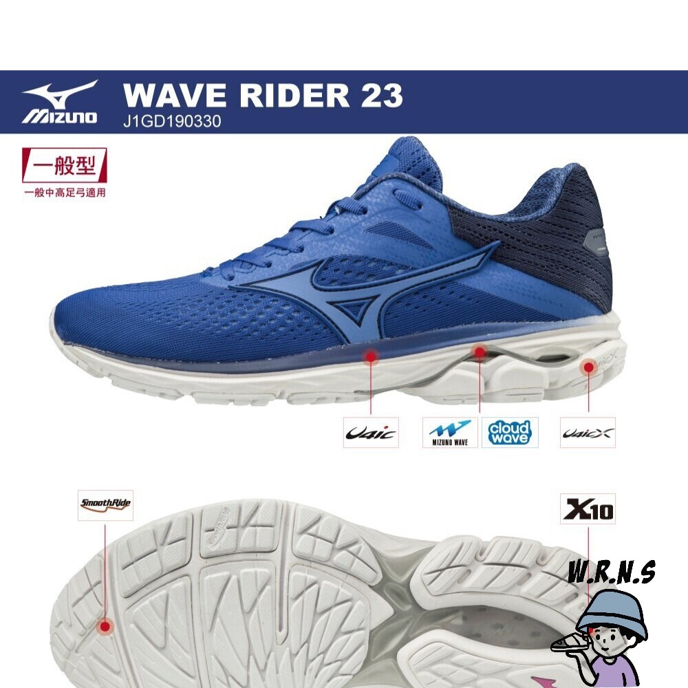 MIZUNO WAVE RIDER 23 女鞋 慢跑 路跑 避震 穩定 柔軟 藍J1GD190330-細節圖2