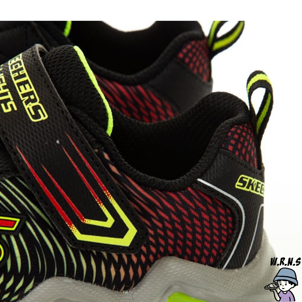 SKECHERS ERUPTERS IV童鞋 中童 慢跑 燈鞋 輕量 避震 緩衝 黑綠-細節圖6