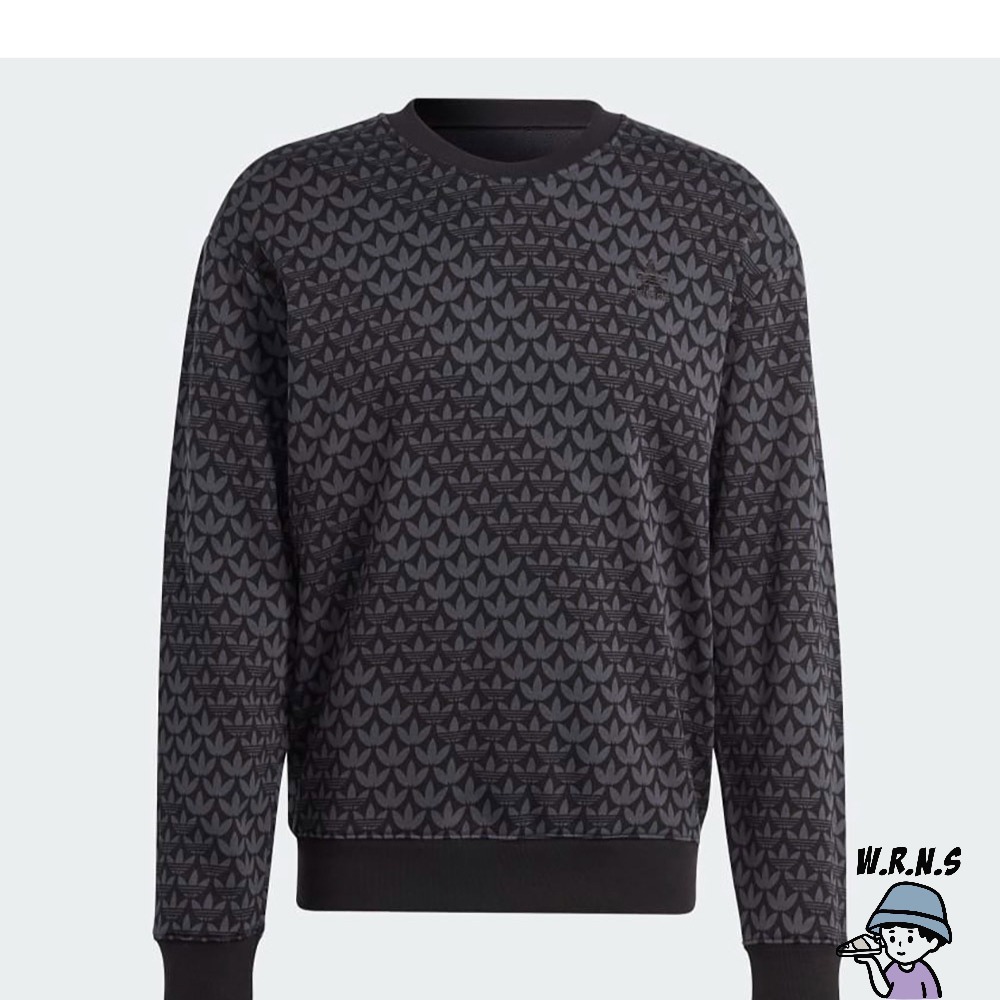 Adidas 男裝 長袖上衣 滿版印花 棉 黑II8165-細節圖2