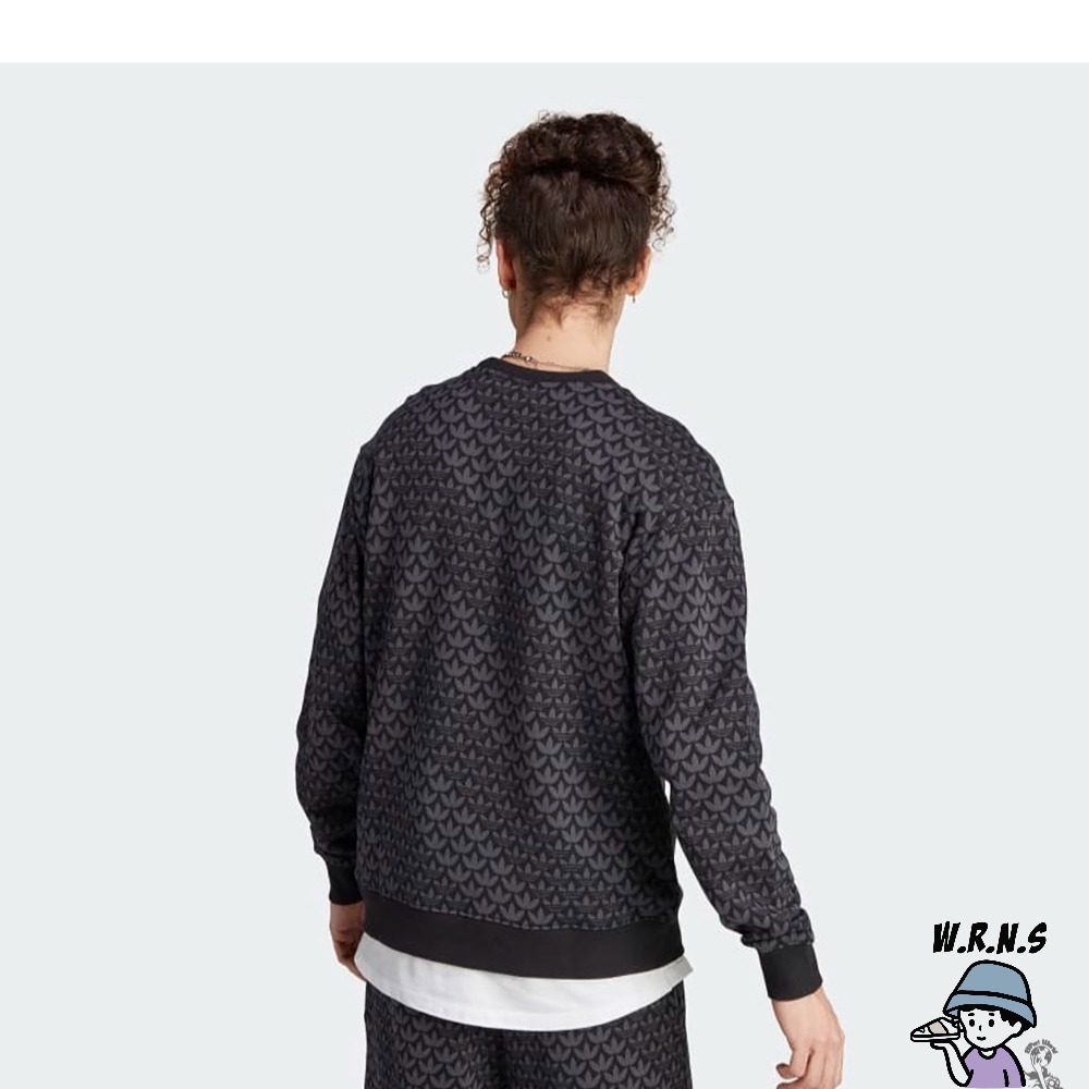 Adidas 男裝 長袖上衣 滿版印花 棉 黑II8165-細節圖4