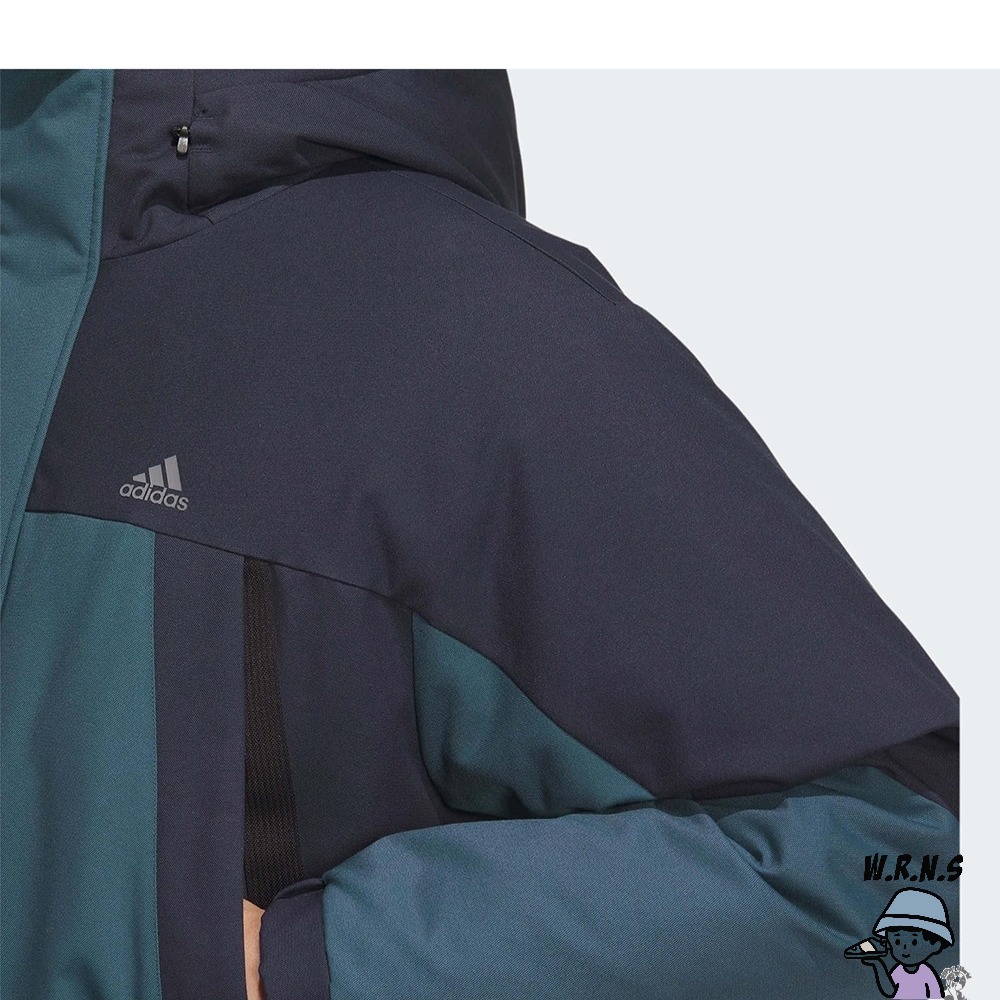 Adidas 男裝 羽絨外套 連帽 拉鍊口袋 寬鬆 藍IL8923-細節圖6