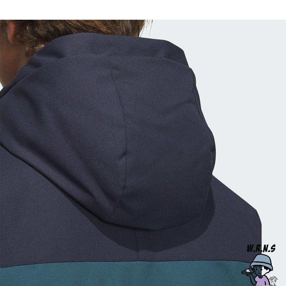 Adidas 男裝 羽絨外套 連帽 拉鍊口袋 寬鬆 藍IL8923-細節圖7