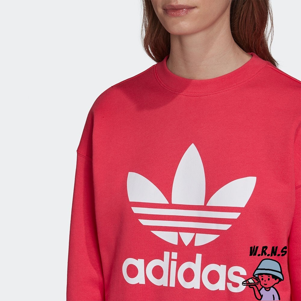 Adidas Originals 女裝 長袖 大學T 純棉 羅紋袖口 桃紅 GD2436-細節圖7