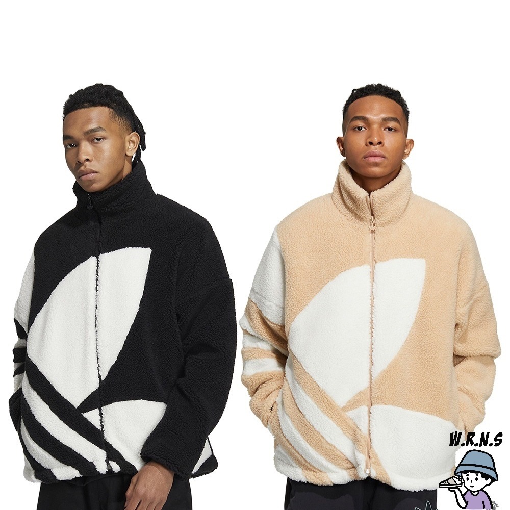 Adidas 男裝 女裝 外套 羊羔絨 黑/米HR3486/HR3487-細節圖2