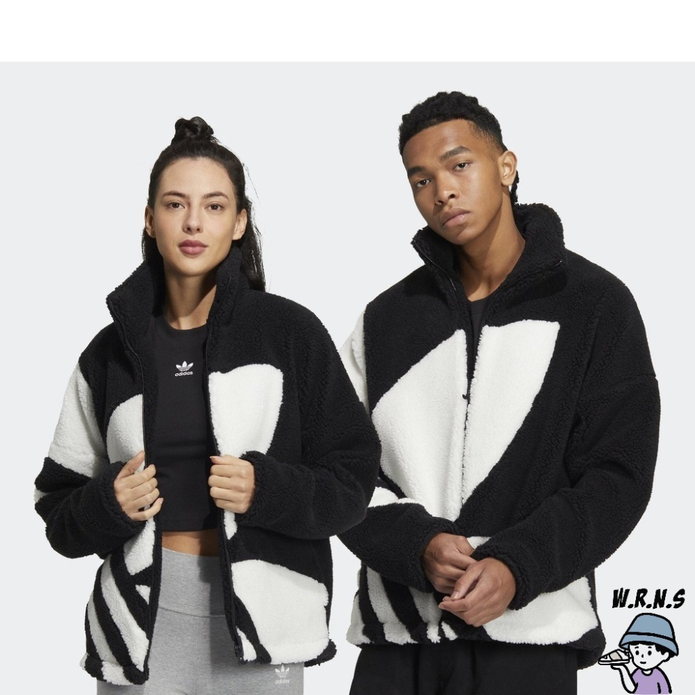 Adidas 男裝 女裝 外套 羊羔絨 黑/米HR3486/HR3487-細節圖3