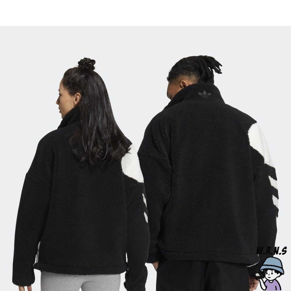 Adidas 男裝 女裝 外套 羊羔絨 黑/米HR3486/HR3487-細節圖4